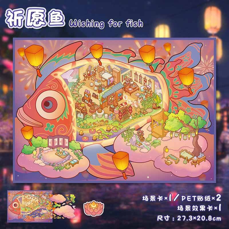 Tropical Whimsy DIY 3D Scene Stickers 4 Cute Miniature Scenes(L)