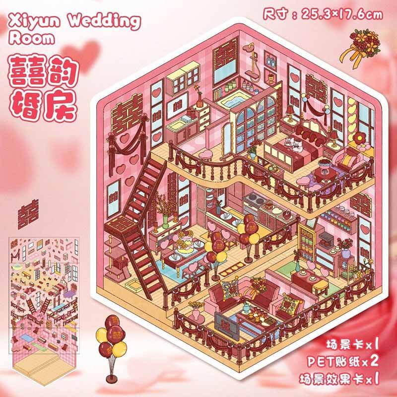 Two Sides of Love DIY 3D Scene Stickers 2 Cute Miniature Scenes(M)