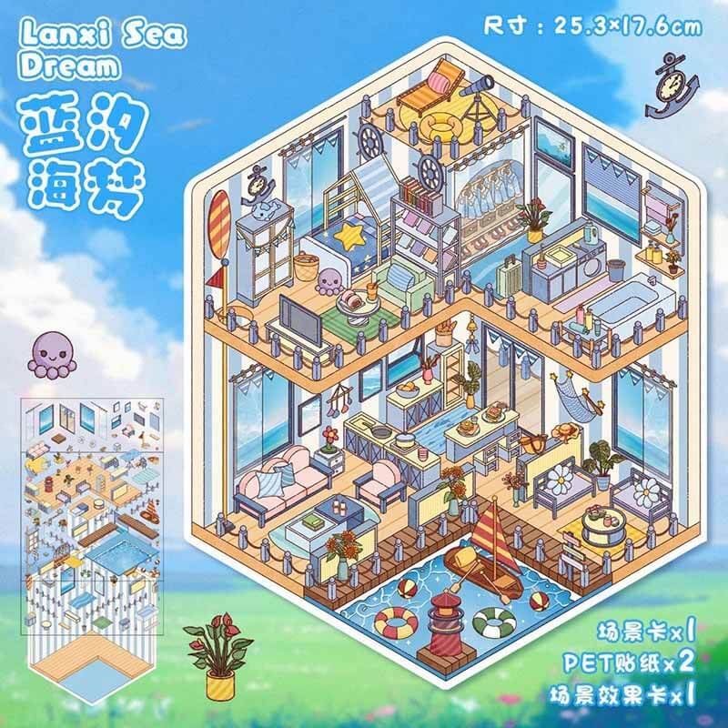 Two Sides of Love DIY 3D Scene Stickers 2 Cute Miniature Scenes(M)