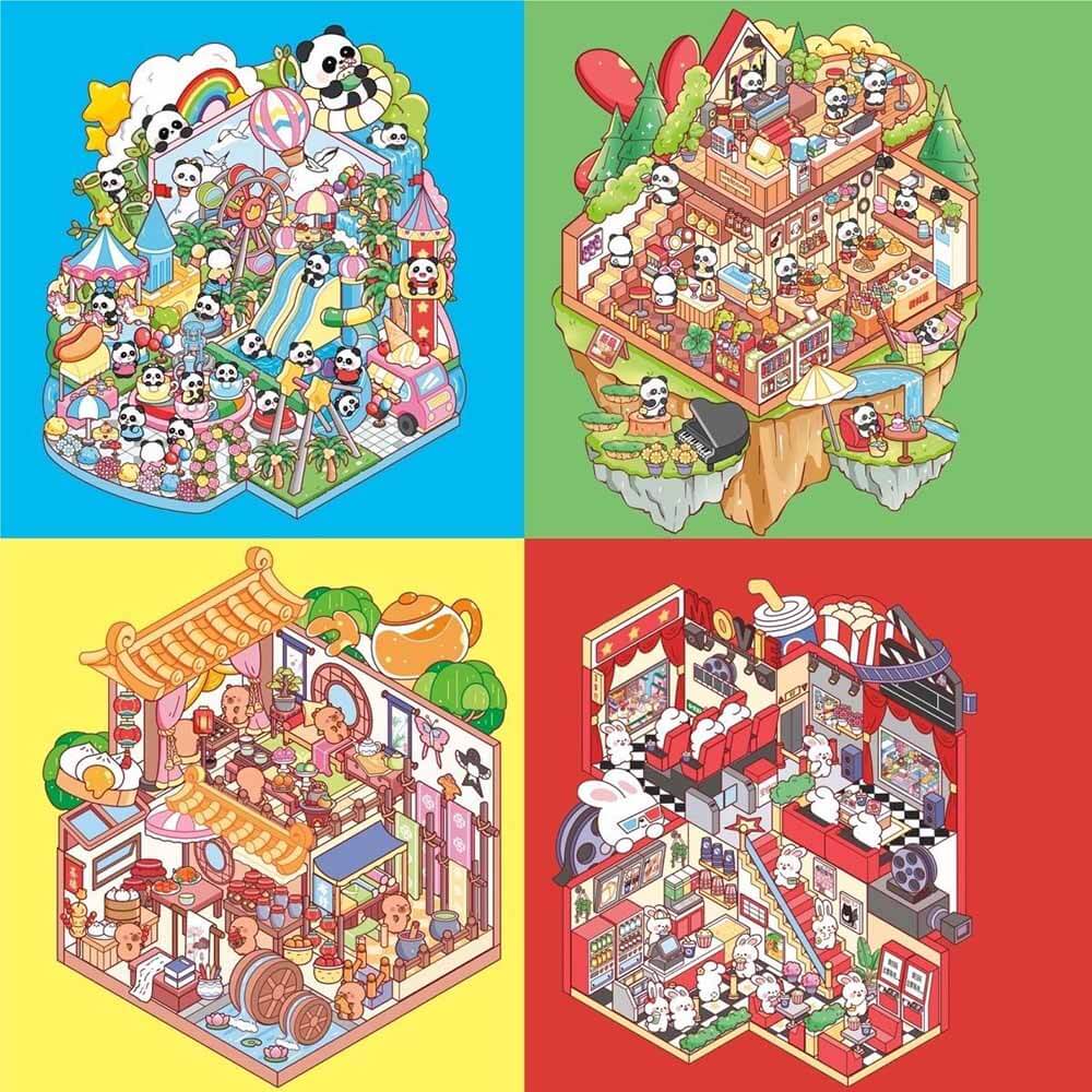 Urban Adventures DIY 3D Scene Stickers 4 Cute Miniature Scenes(S)