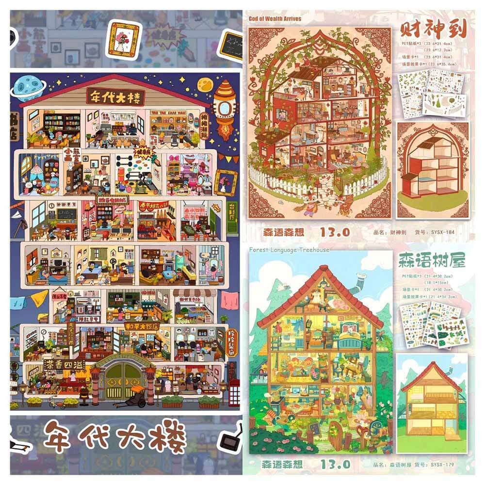 Urban Canopy DIY 3D Scene Stickers 3 Cute Miniature Scenes(L)