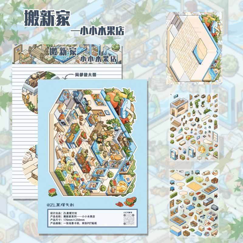 Urban Daily Life DIY 3D Scene Stickers 3 Cute Miniature Scenes(S)