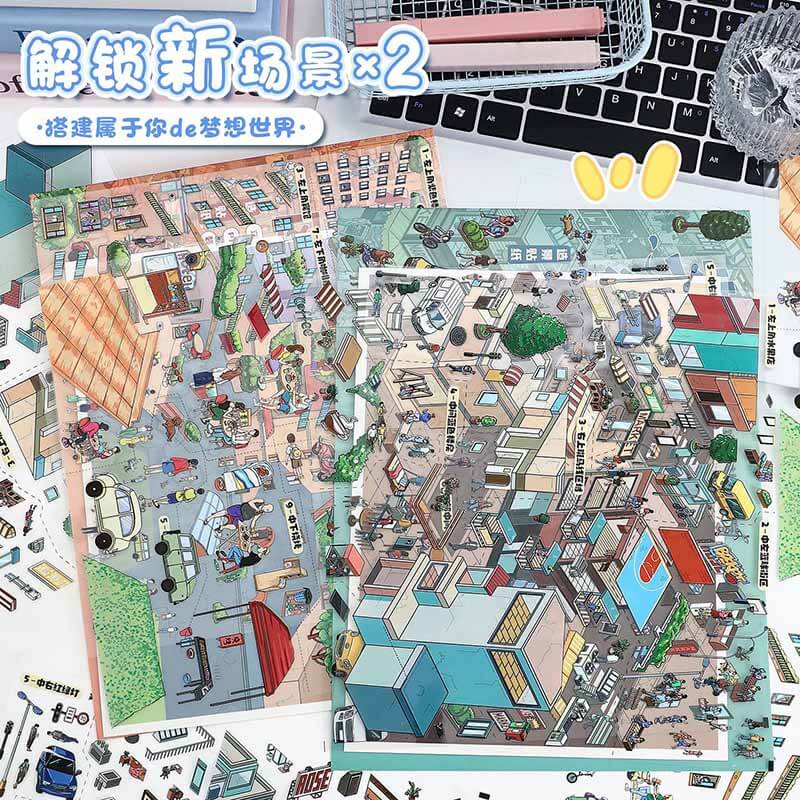 Urban Days DIY 3D Scene Stickers 2 Cute Miniature Scenes(L)