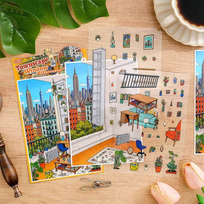 Urban Nest DIY 3D Scene Stickers With Guide Lines(S)