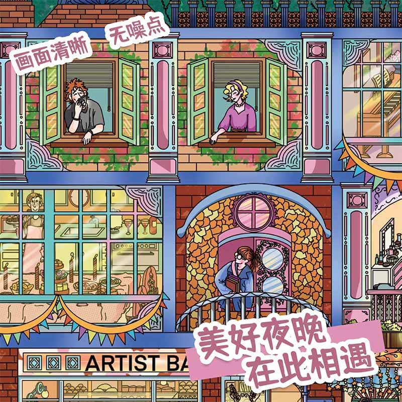 Urban Nocturnes DIY 3D Scenes Sticker 3 Cute Miniature Scenes(L)