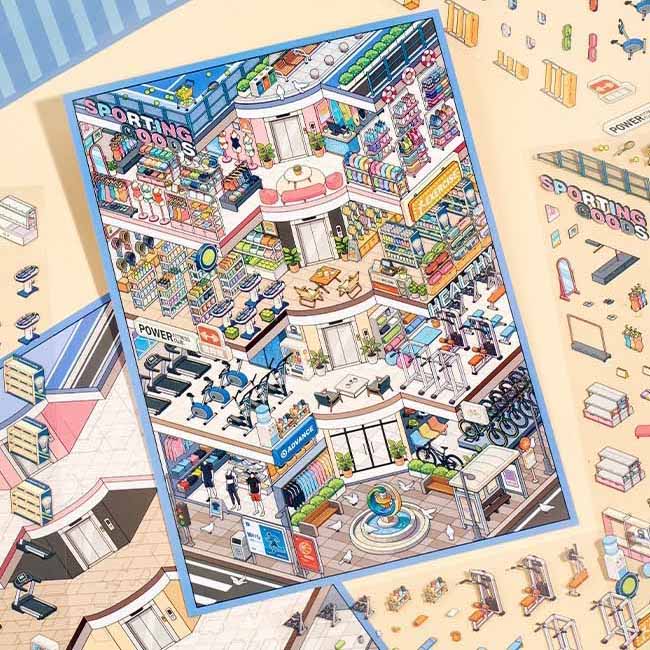 Urban Pulse DIY 3D Scene Stickers With Guide Lines(L)