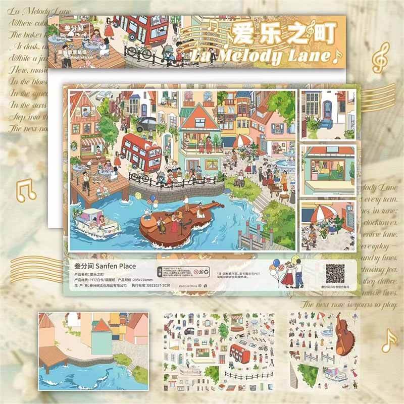 Urban Serenade DIY 3D Scene Stickers 3 Cute Miniature Scenes(L)