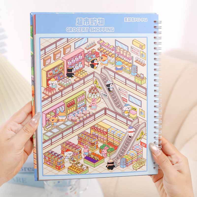 Urban Street Collection DIY 3D Sticker Book 7 Cute Scenes(L)