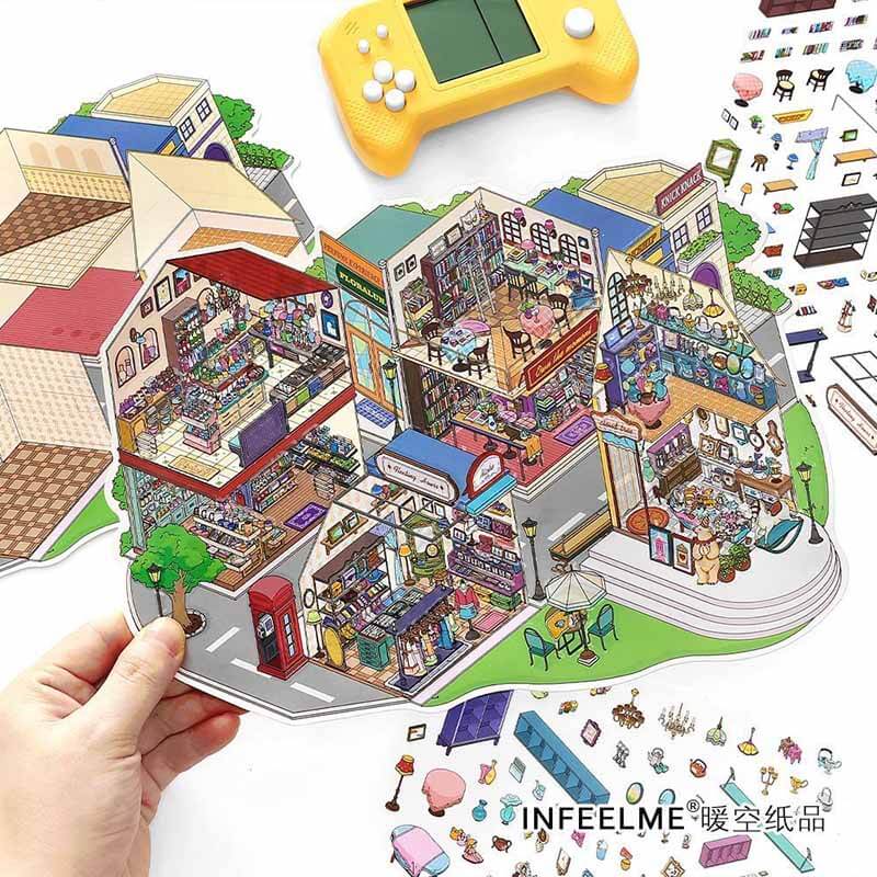 Urban Streetscape DIY 3D Scene Stickers 2 Cute Miniature Scenes(L)