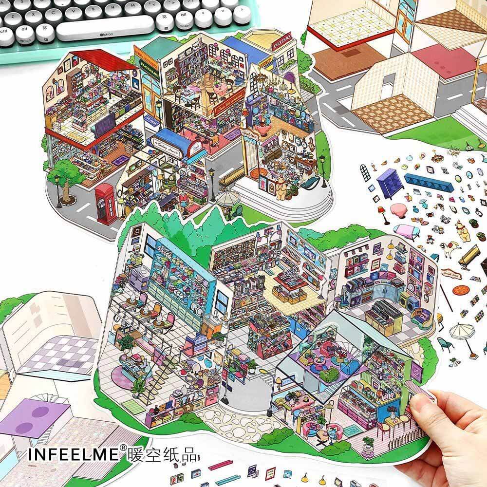 Urban Streetscape DIY 3D Scene Stickers 2 Cute Miniature Scenes(L)