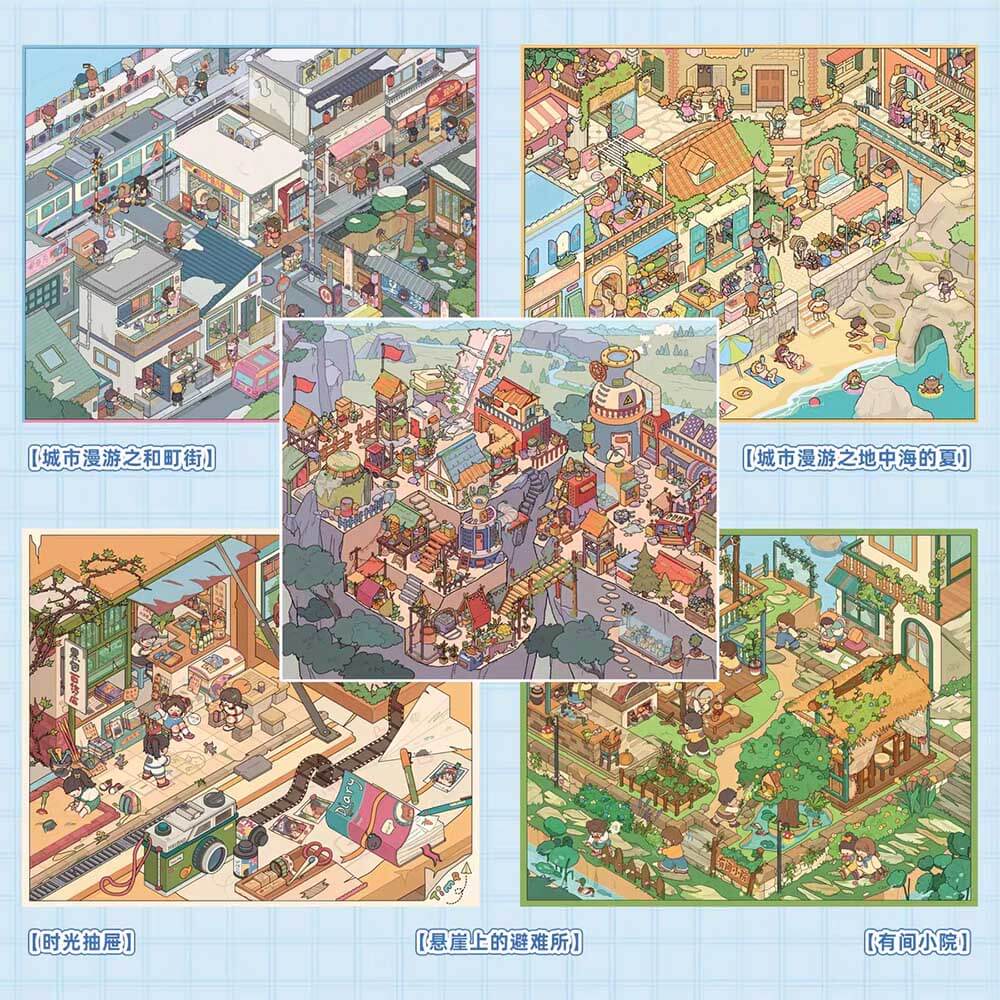 Urban Strolls DIY 3D Scene Stickers 5 Cute Miniature Scenes