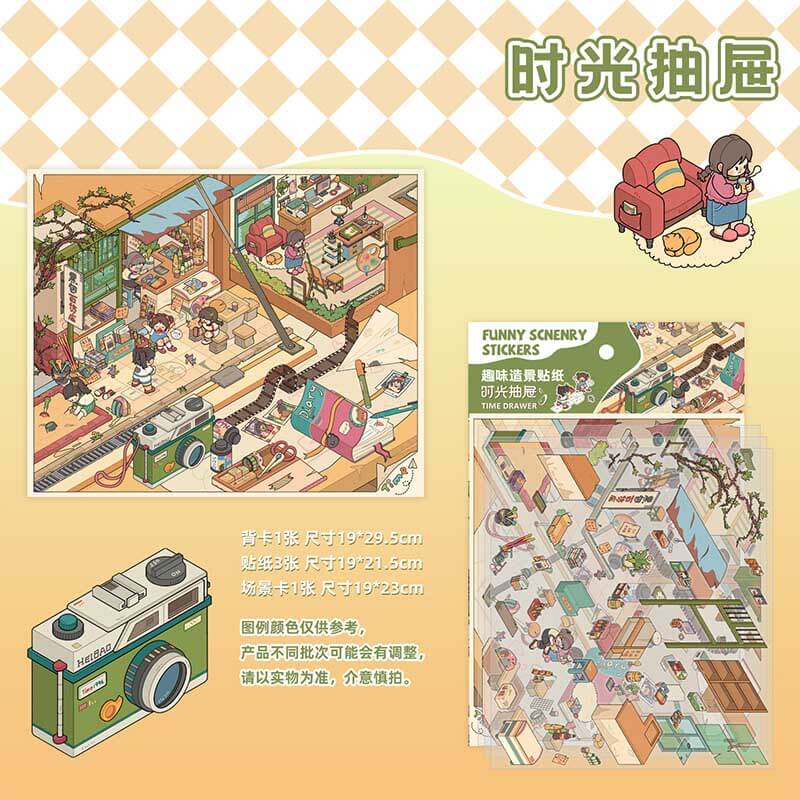 Urban Strolls DIY 3D Scene Stickers 5 Cute Miniature Scenes