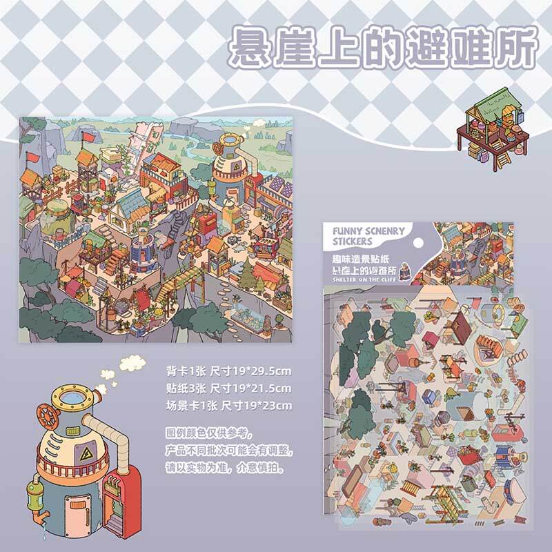 Urban Strolls DIY 3D Scene Stickers 5 Cute Miniature Scenes
