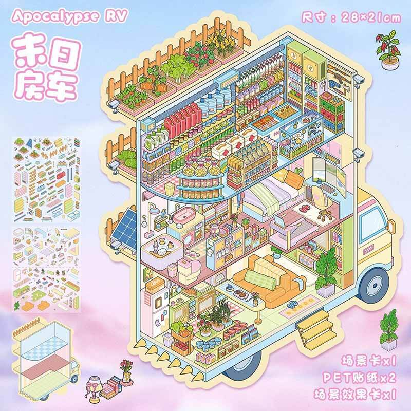 Urban Survival DIY 3D Scene Stickers 2 Cute Miniature Scenes(L)