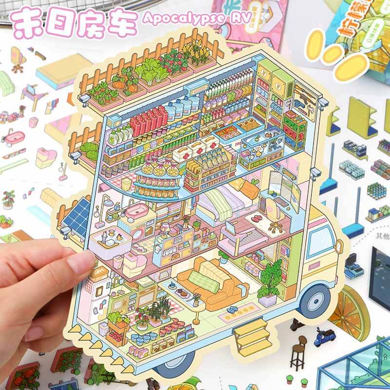 Urban Survival DIY 3D Scene Stickers 2 Cute Miniature Scenes(L)