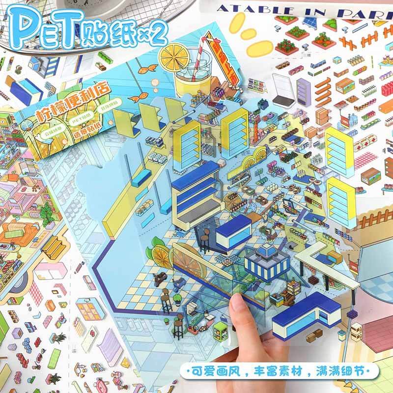 Urban Survival DIY 3D Scene Stickers 2 Cute Miniature Scenes(L)