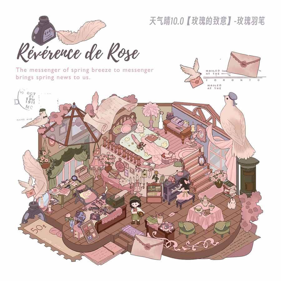 Velvet Romance DIY 3D Scene Stickers 4 Cute Miniature Scenes(L)