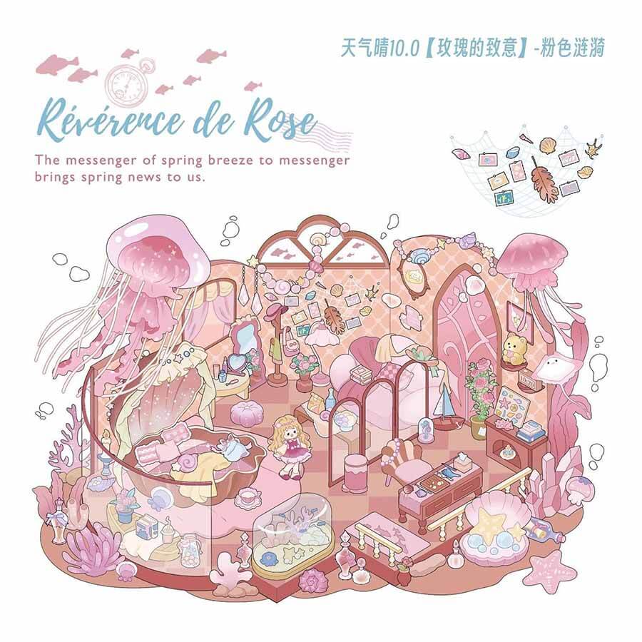 Velvet Romance DIY 3D Scene Stickers 4 Cute Miniature Scenes(L)