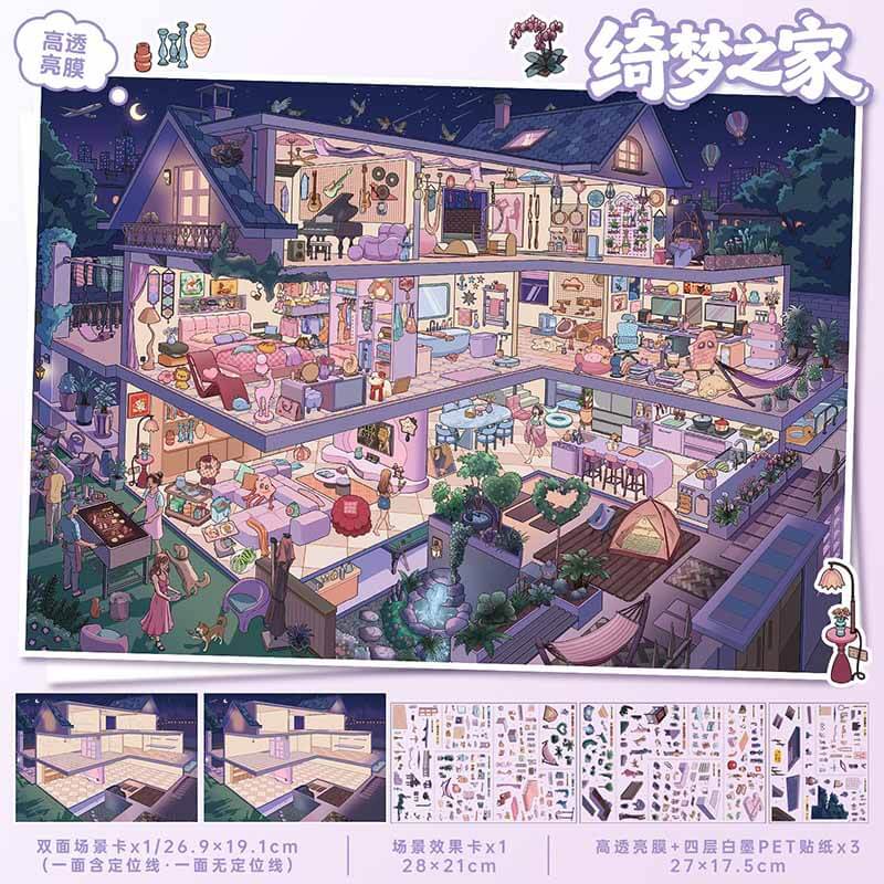 Verdant Home DIY 3D Scene Stickers With Guide Lines(L)