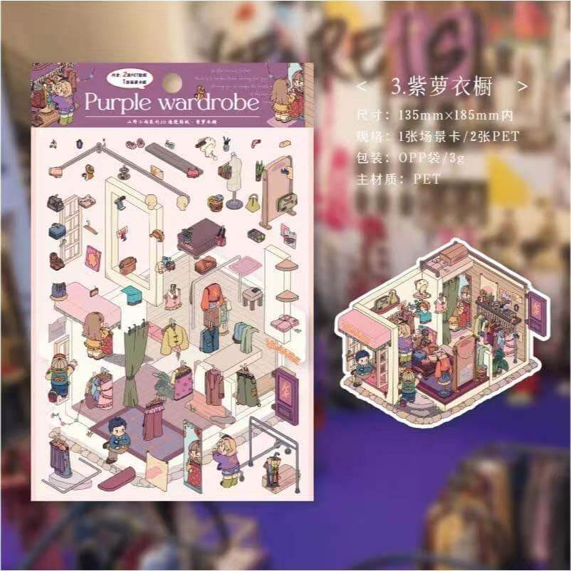 Verses in Mist DIY 3D Scene Stickers 4 Cute Miniature Scenes(M)