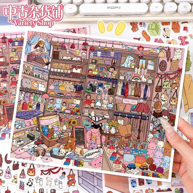 Vintage Find DIY 3D Scene Stickers 2 Cute Miniature Scenes(L)