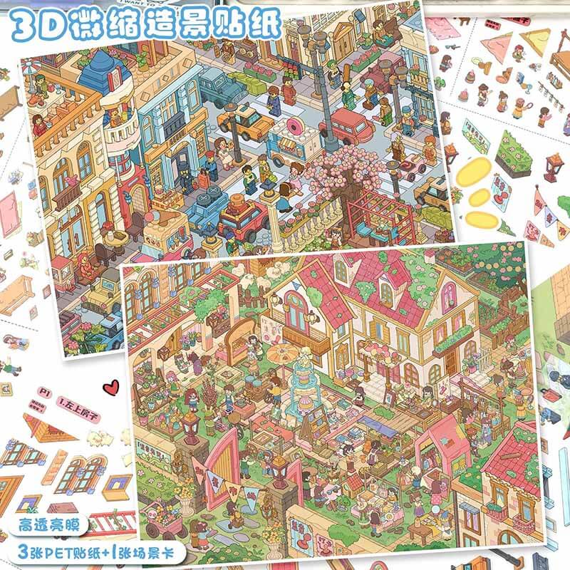Vintage Hunt DIY 3D Scene Stickers With Guide Lines(L)