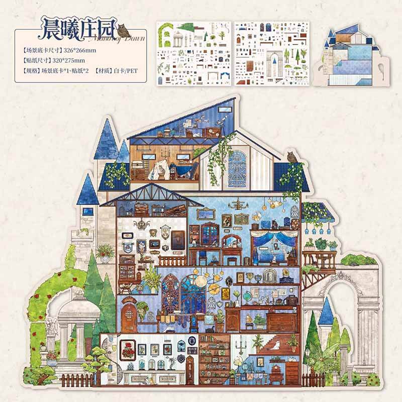 Vintage Manor DIY 3D Scene Stickers With Guide Lines(XXL)