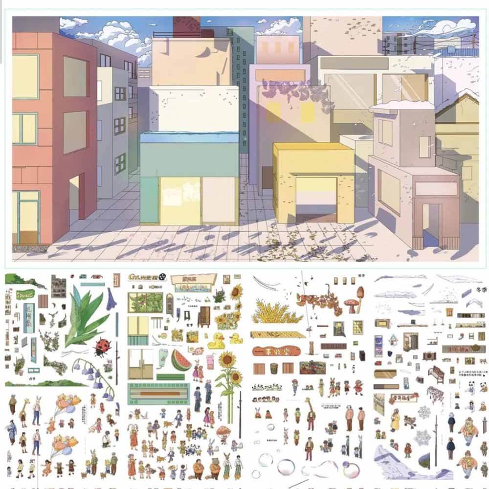 Wander Through DIY 3D Scene Stickers 4 Cute Miniature Scenes(L)