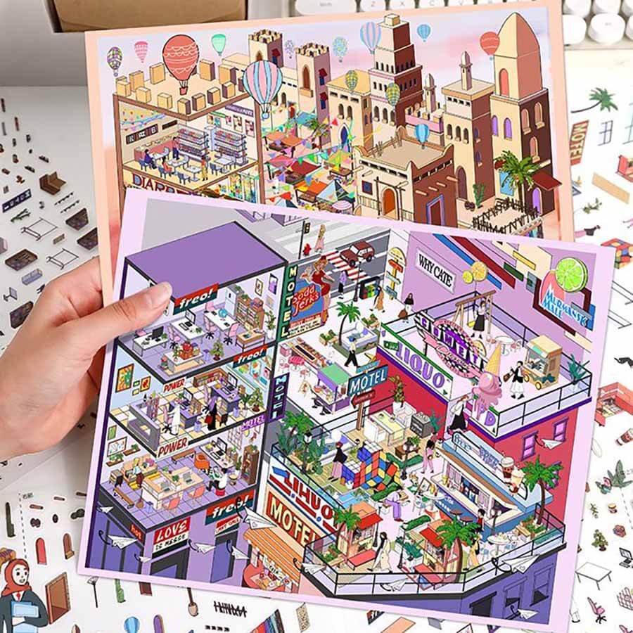 Wanderer’s Bazaar DIY 3D Scene Stickers 2 Cute Miniature Scenes(L)