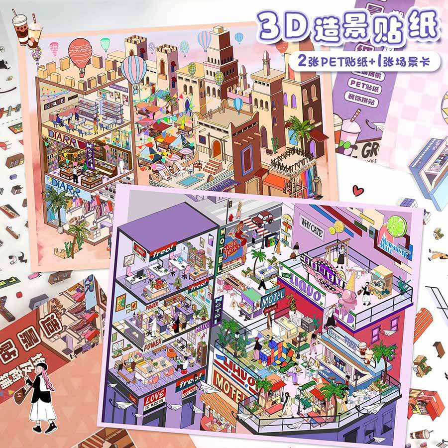 Wanderer’s Bazaar DIY 3D Scene Stickers 2 Cute Miniature Scenes(L)