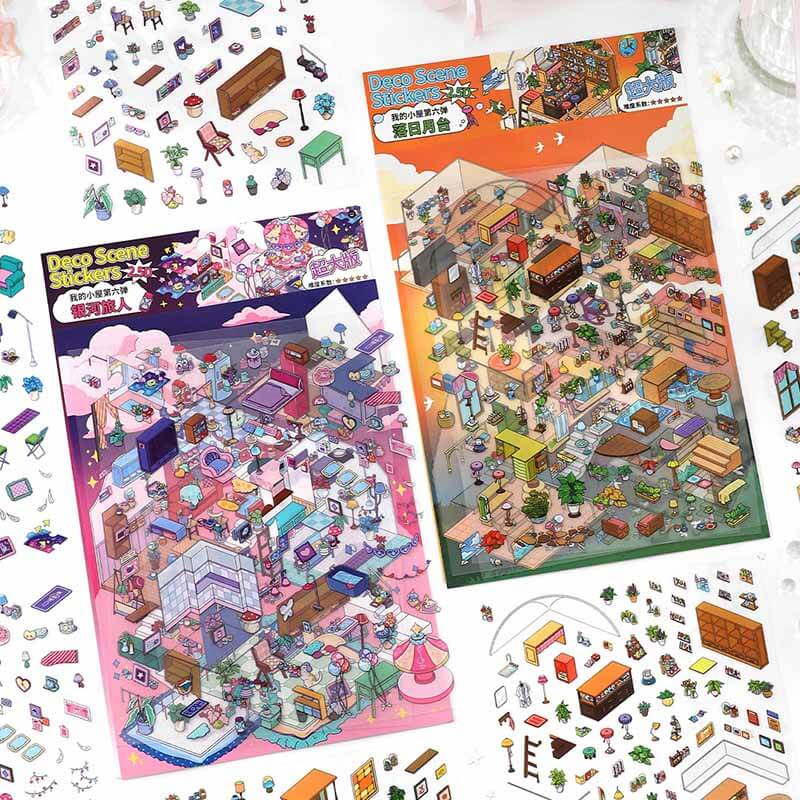 Wanderlight Series DIY 3D Scene Stickers 2 Cute Miniature Scenes(L)
