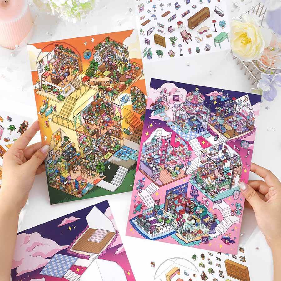 Wanderlight Series DIY 3D Scene Stickers 2 Cute Miniature Scenes(L)