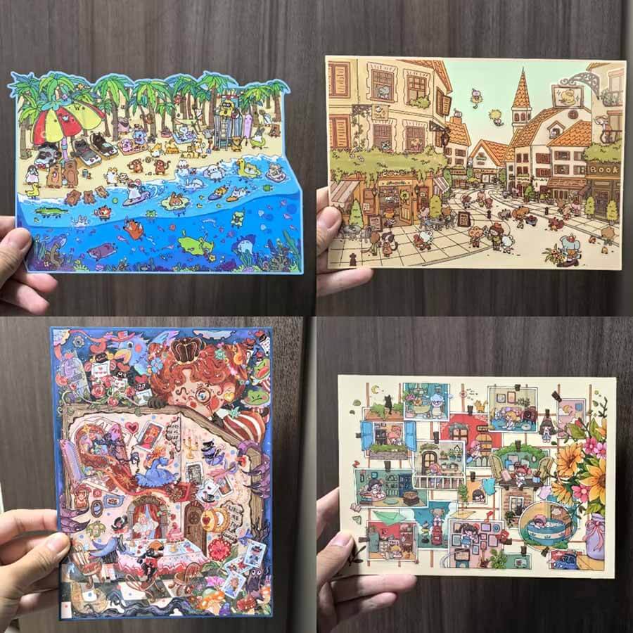 Wander with Heart DIY 3D Scene Stickers 4 Cute Miniature Scenes(L)
