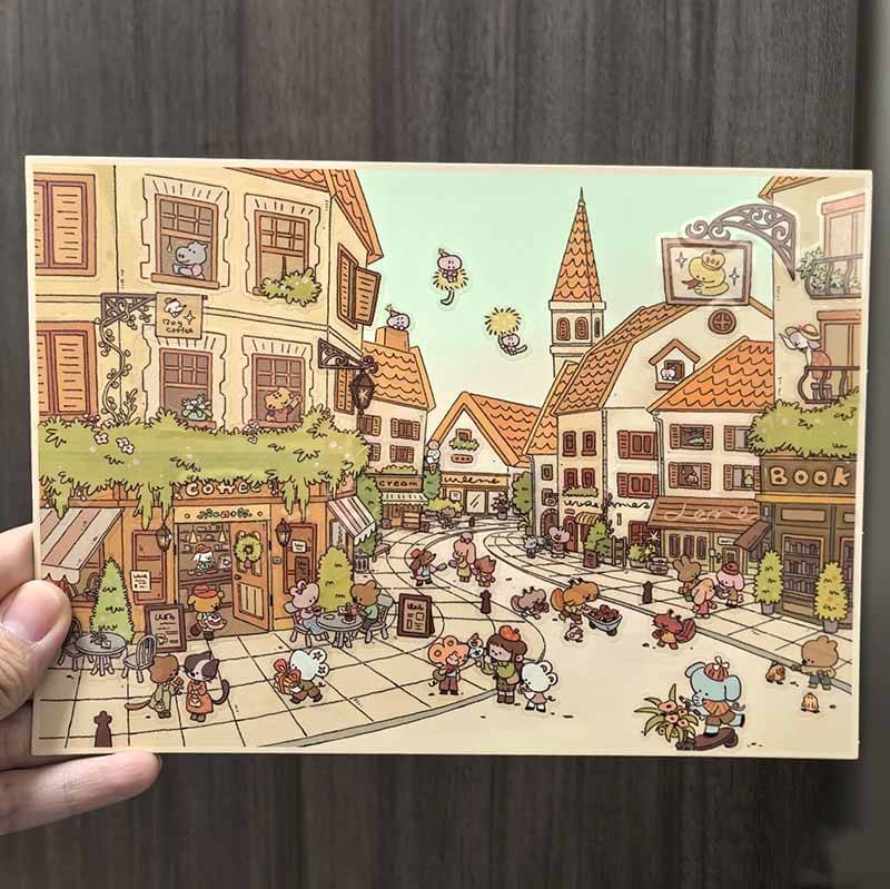 Wander with Heart DIY 3D Scene Stickers 4 Cute Miniature Scenes(L)