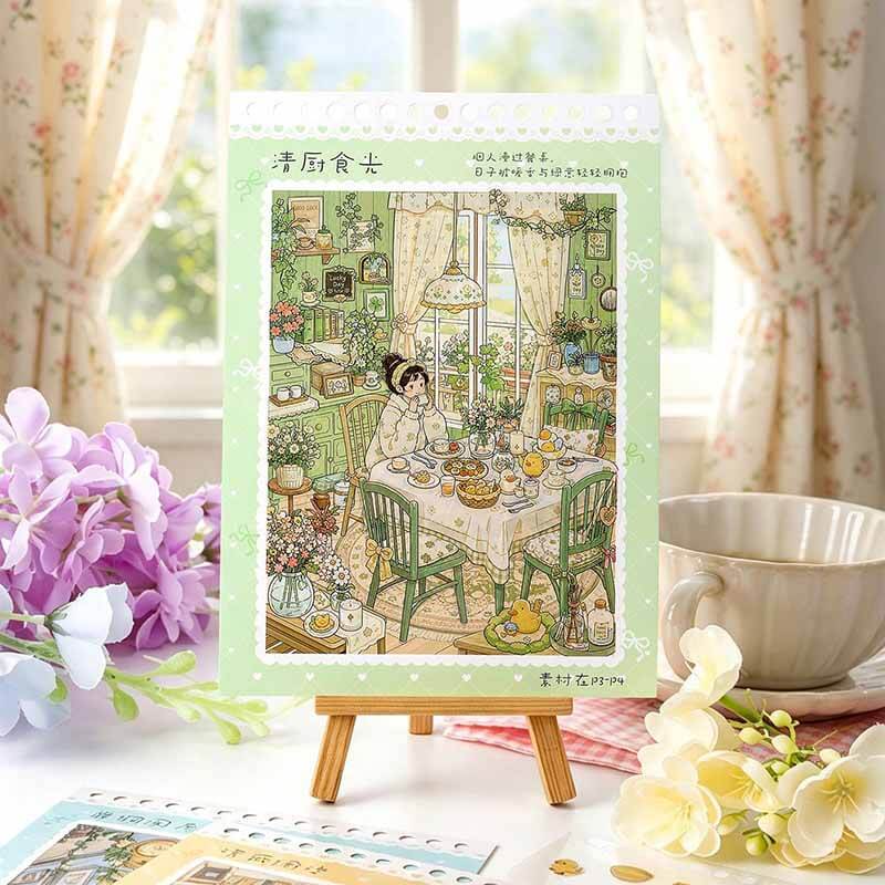 Warm Cottage Book DIY 3D Scene Stickers With Guide Lines(S)