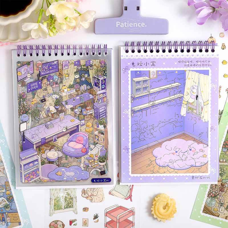 Warm Cottage Book DIY 3D Scene Stickers With Guide Lines(S)