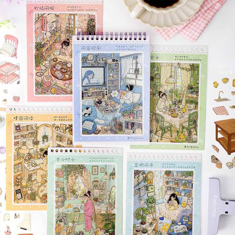 Warm Cottage Book DIY 3D Scene Stickers With Guide Lines(S)