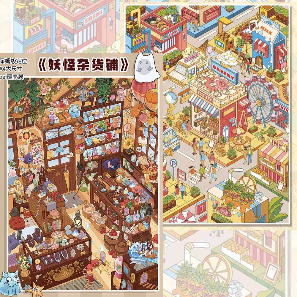 Whimsical Bites Store DIY 3D Scene Stickers 2 Cute Scenes(L)