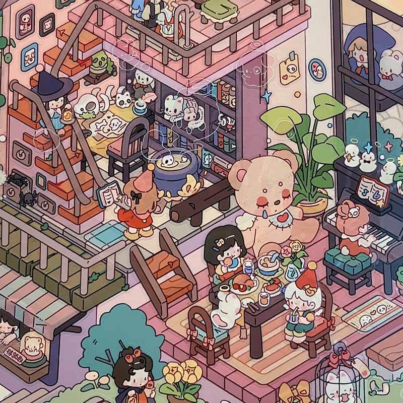 Whimsical Coastline DIY 3D Scene Stickers 3 Cute Miniature Scenes(L)