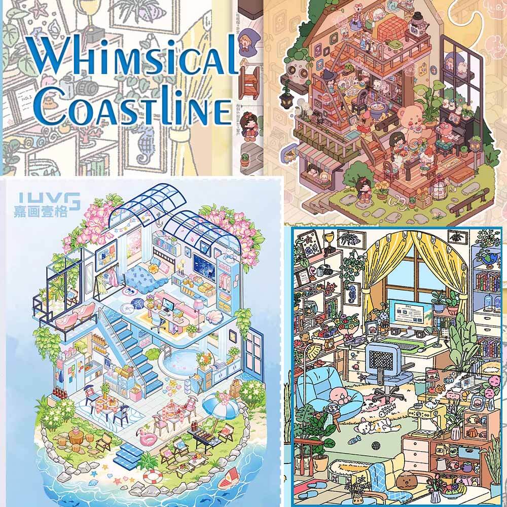 Whimsical Coastline DIY 3D Scene Stickers 3 Cute Miniature Scenes(L)