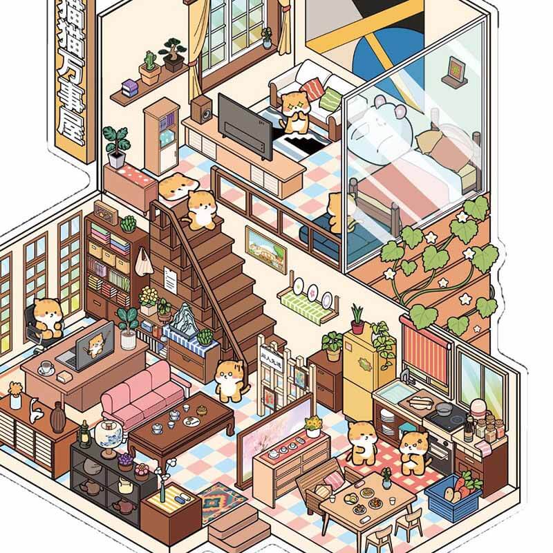 Whimsical Escapes DIY 3D Scene Stickers 4 Cute Miniature Scenes(S)