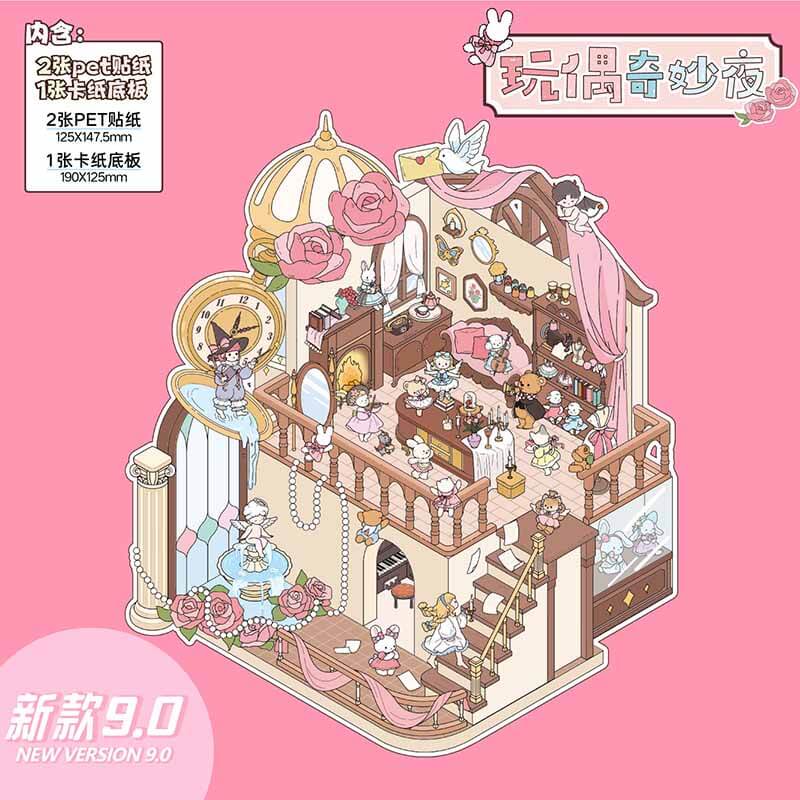 Whimsical Escapes DIY 3D Scene Stickers 4 Cute Miniature Scenes(S)