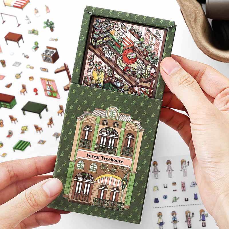 Whimsical Homes DIY 3D Scene Stickers 4 Cute Miniature Scenes(S)