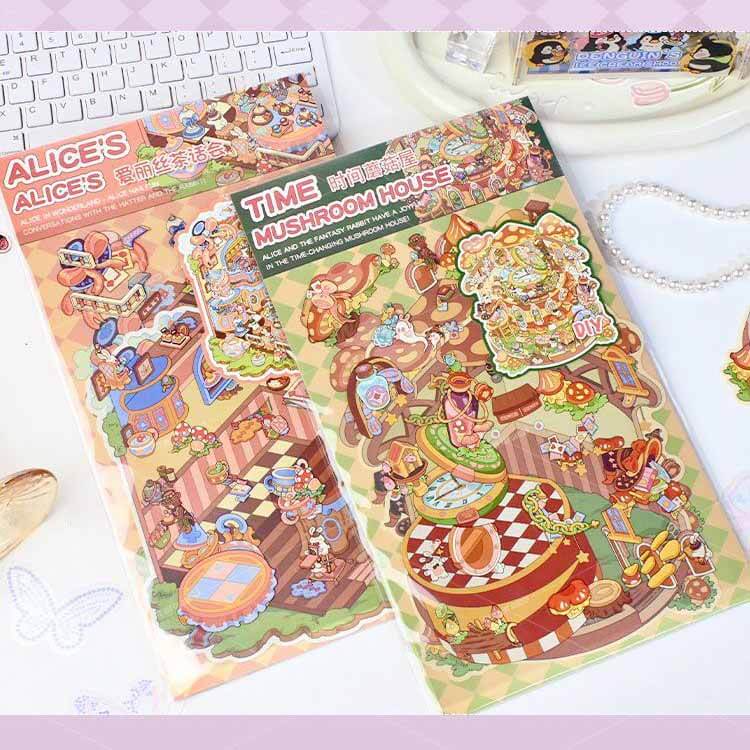 Whimsical Hour DIY 3D Scene Stickers 2 Cute Miniature Scenes(L)