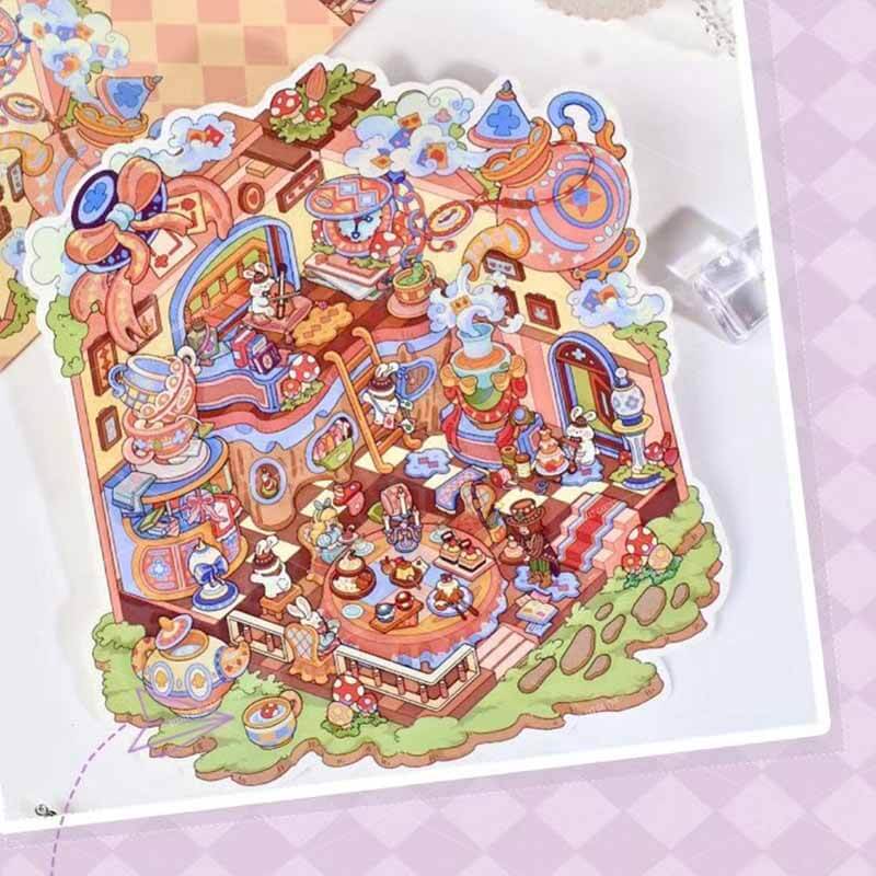 Whimsical Hour DIY 3D Scene Stickers 2 Cute Miniature Scenes(L)