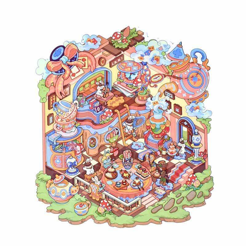 Whimsical Hour DIY 3D Scene Stickers 2 Cute Miniature Scenes(L)