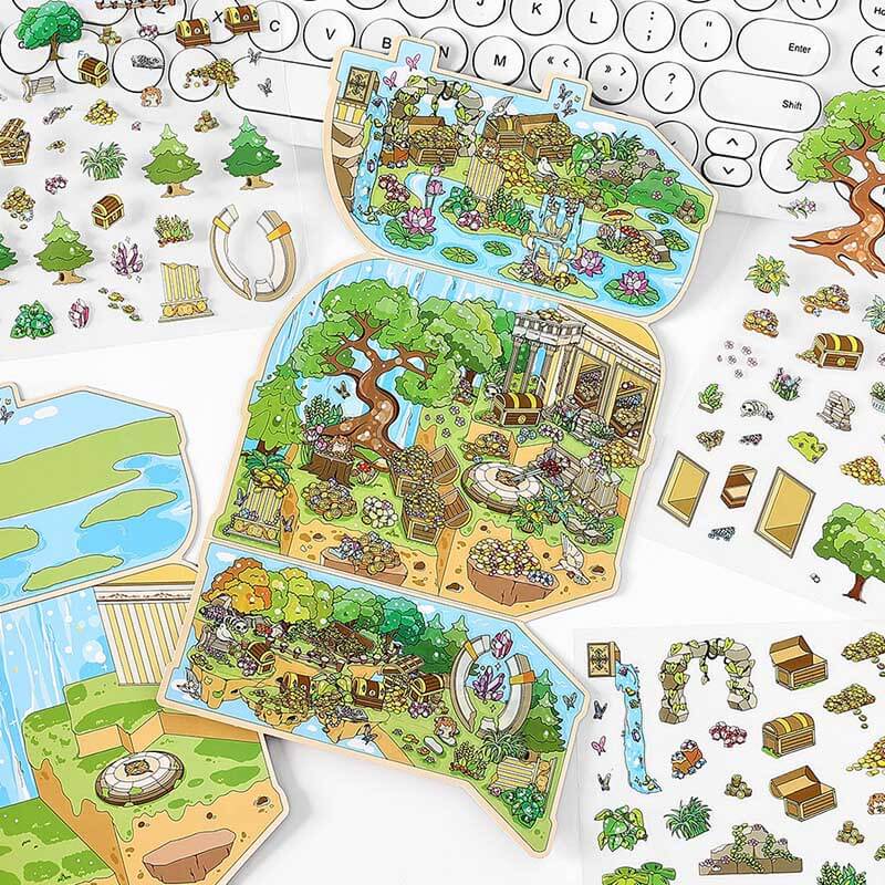 Whimsical Treasures DIY 3D Scene Stickers 4 Cute Miniature Scenes(M)