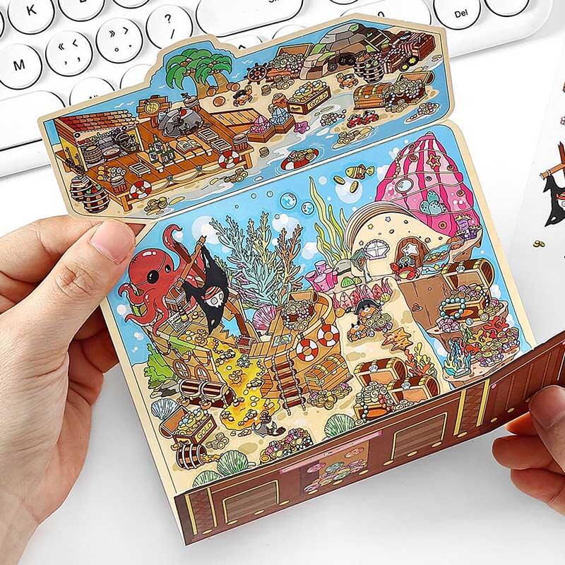 Whimsical Treasures DIY 3D Scene Stickers 4 Cute Miniature Scenes(M)