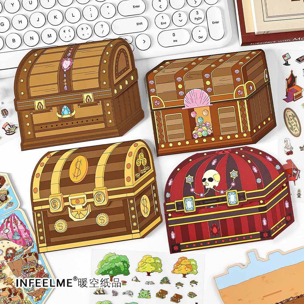 Whimsical Treasures DIY 3D Scene Stickers 4 Cute Miniature Scenes(M)