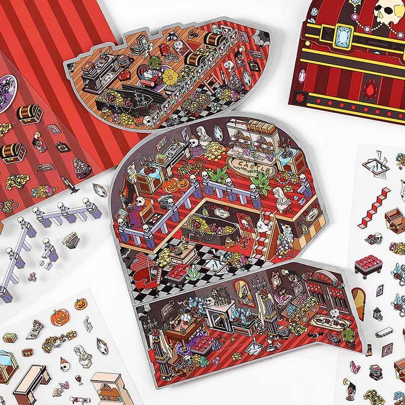 Whimsical Treasures DIY 3D Scene Stickers 4 Cute Miniature Scenes(M)